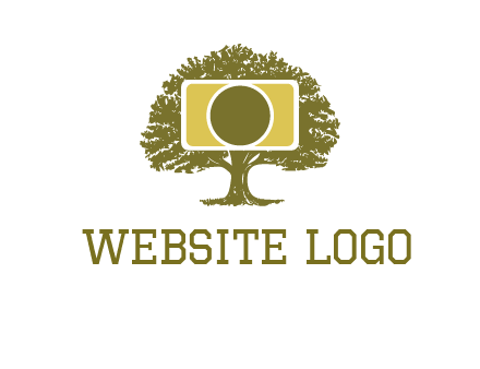 rectangle camera and tree photography logo