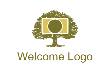 rectangle camera and tree photography logo