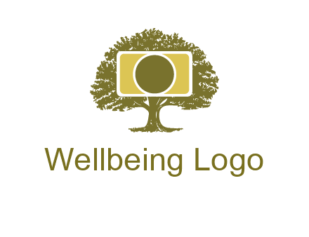 rectangle camera and tree photography logo