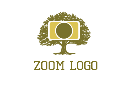 rectangle camera and tree photography logo