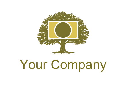 rectangle camera and tree photography logo