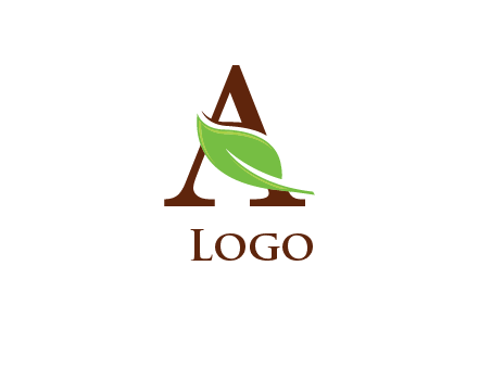 leaf inside letter A logo