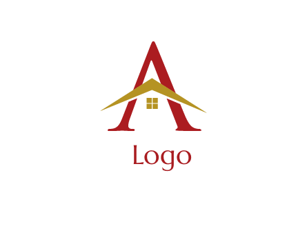 house between letter A logo
