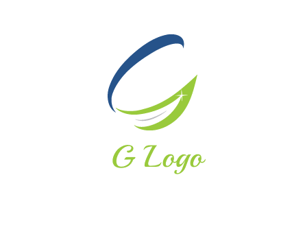 letter G incorporated with abstract leaf with shine logo