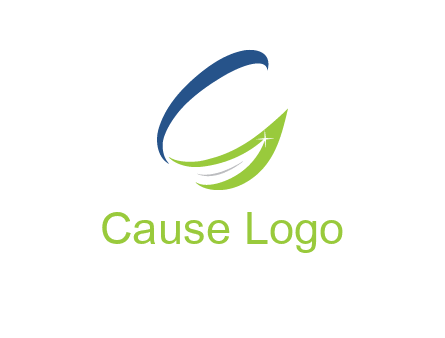 letter G incorporated with abstract leaf with shine logo