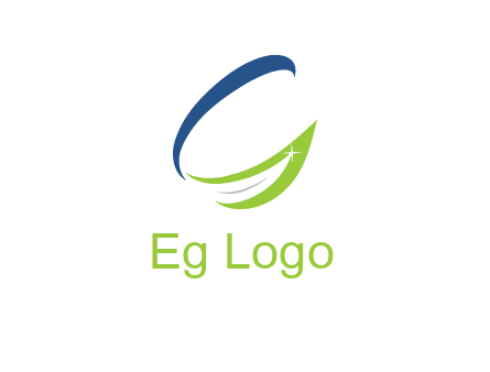 letter G incorporated with abstract leaf with shine logo