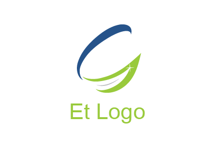 letter G incorporated with abstract leaf with shine logo