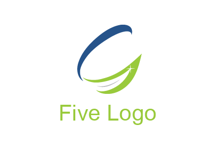 letter G incorporated with abstract leaf with shine logo