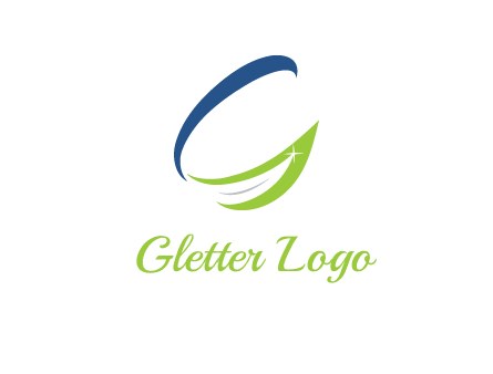 letter G incorporated with abstract leaf with shine logo