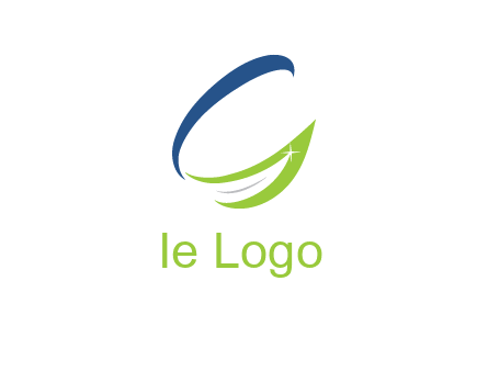 letter G incorporated with abstract leaf with shine logo