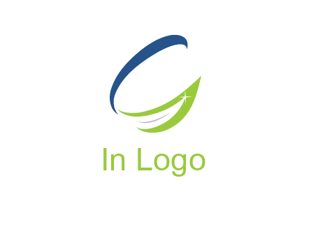 letter G incorporated with abstract leaf with shine logo