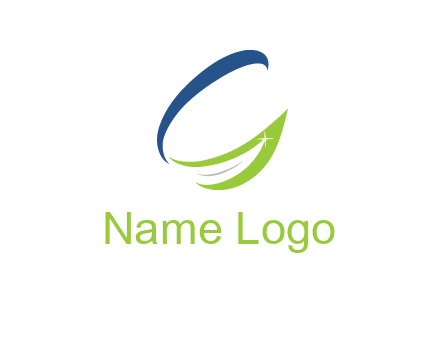 letter G incorporated with abstract leaf with shine logo