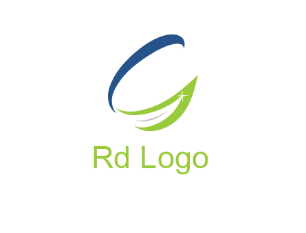 letter G incorporated with abstract leaf with shine logo