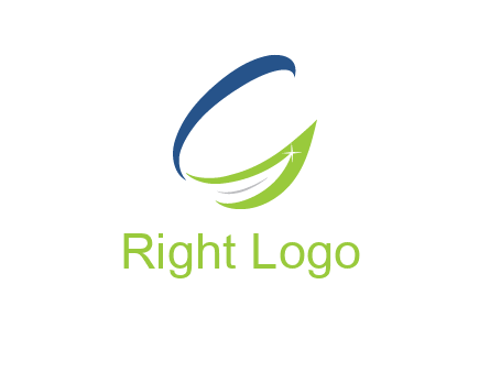 letter G incorporated with abstract leaf with shine logo