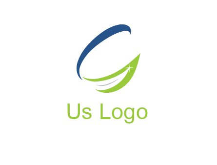 letter G incorporated with abstract leaf with shine logo