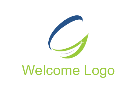 letter G incorporated with abstract leaf with shine logo