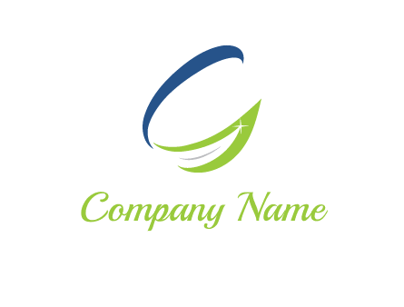 letter G incorporated with abstract leaf with shine logo