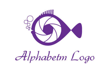 shutter in fish blowing bubbles photography logo