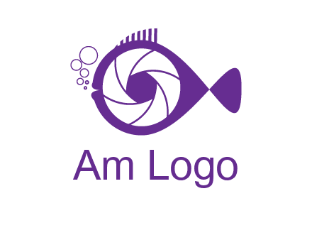 shutter in fish blowing bubbles photography logo