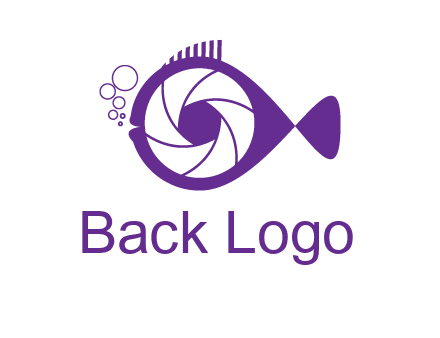 shutter in fish blowing bubbles photography logo