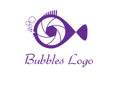 shutter in fish blowing bubbles photography logo