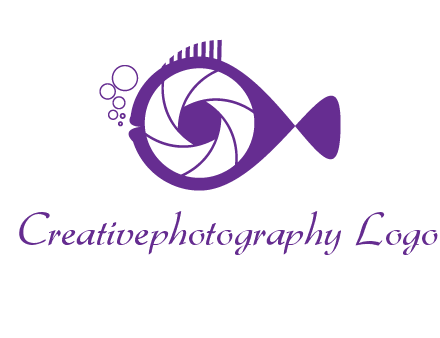 shutter in fish blowing bubbles photography logo