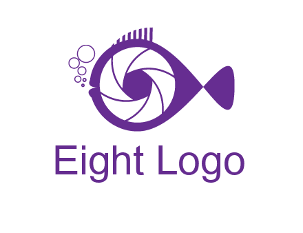 shutter in fish blowing bubbles photography logo