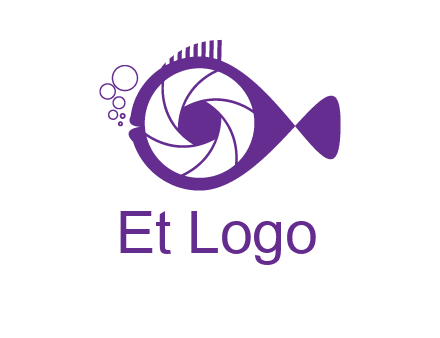 shutter in fish blowing bubbles photography logo