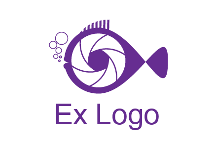 shutter in fish blowing bubbles photography logo