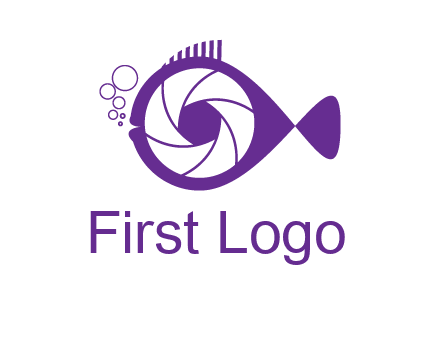 shutter in fish blowing bubbles photography logo