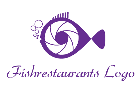shutter in fish blowing bubbles photography logo