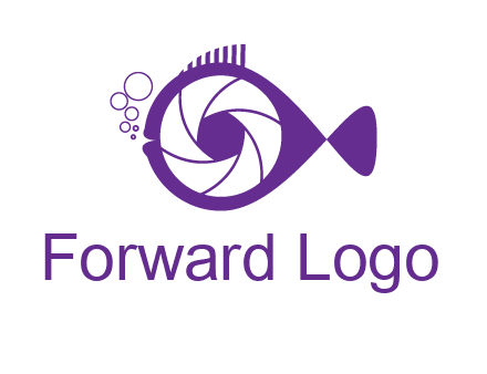 shutter in fish blowing bubbles photography logo