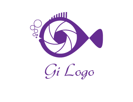 shutter in fish blowing bubbles photography logo