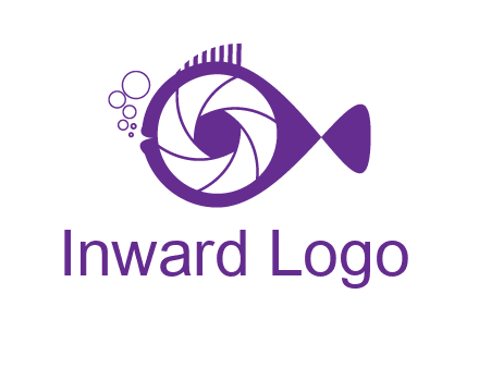 shutter in fish blowing bubbles photography logo