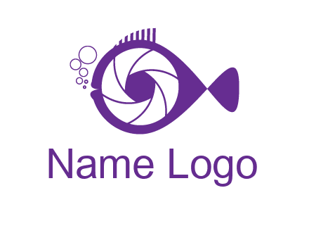 shutter in fish blowing bubbles photography logo