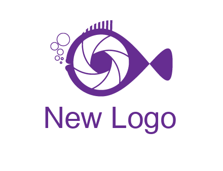 shutter in fish blowing bubbles photography logo