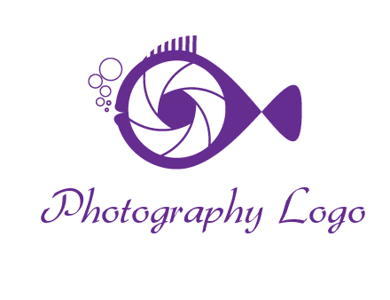 shutter in fish blowing bubbles photography logo