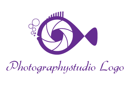 shutter in fish blowing bubbles photography logo