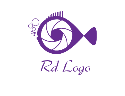 shutter in fish blowing bubbles photography logo