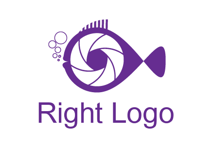 shutter in fish blowing bubbles photography logo