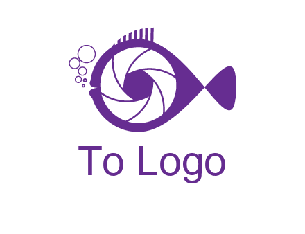 shutter in fish blowing bubbles photography logo