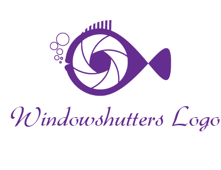 shutter in fish blowing bubbles photography logo