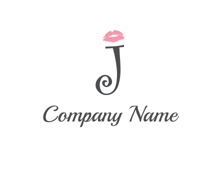 letter J with lips print logo