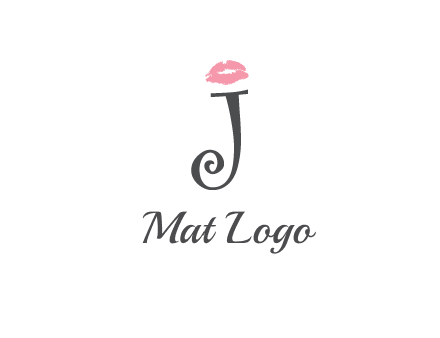 letter J with lips print logo