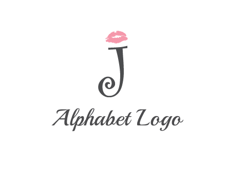 letter J with lips print logo