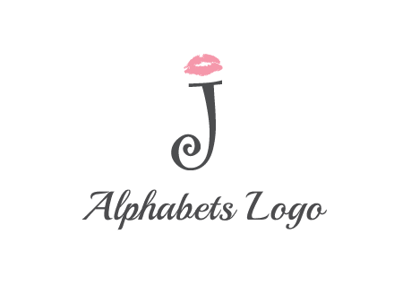 letter J with lips print logo