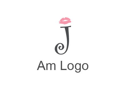 letter J with lips print logo