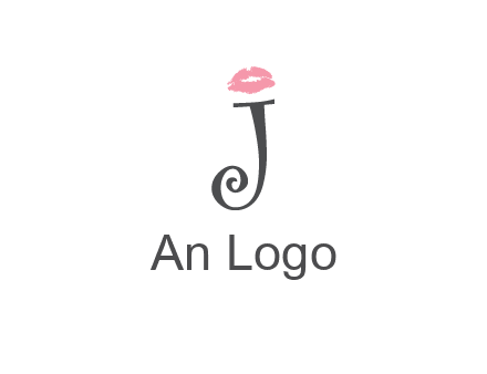 letter J with lips print logo