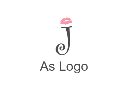 letter J with lips print logo