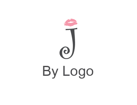 letter J with lips print logo